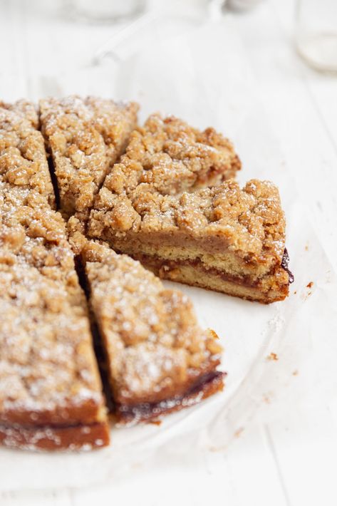 Apple Butter Crumb Cake - Broma Bakery Butter Crumb Cake, Croissant Coffee, Homemade Coffee Cake, Almond Coffee Cake, Almond Coffee, Crumb Coffee Cakes, Crumb Cake Recipe, Homemade Apple Butter, Broma Bakery