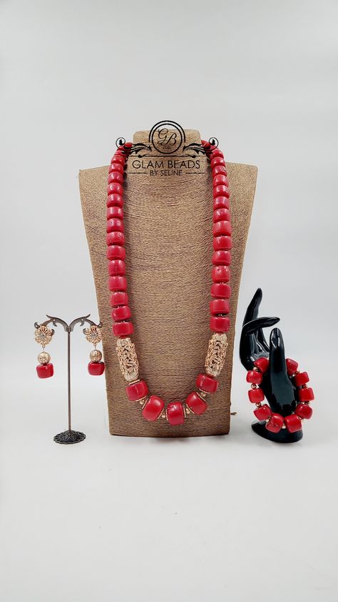 Luxury coral fit traditional ceremony Traditional Accessories, Coral Hair, Long African Dresses, Handmade Beaded Jewelry, African Dresses, African Men, African Dress, Wine Red, Straw Bag