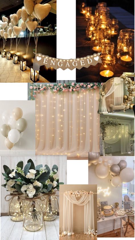 Boho Engagement Party Ideas, Engagement Party Indoor, Small Engagement Party Ideas Backyard, November Engagement Party, Classy Engagement Party Decorations, Engagement Party Diy Decorations, Small Engagement Party Ideas Simple, Indoor Engagement Party, Gold Engagement Party Decor