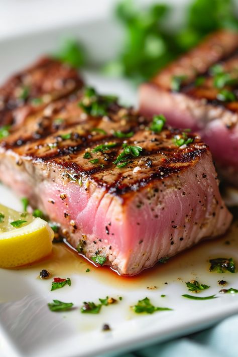 Easy Keto Diet Recipe: Delicious and Healthy Grilled Tuna Steak #ketodiet #ketorecipes #lowcarb Grilled Tuna Steaks Recipes, Grilled Tuna Steak, Fresh Tuna Recipes, Ahi Tuna Steak Recipe, Ahi Tuna Recipe, Grilled Tuna Steaks, Tuna Fish Recipes, Tuna Steak Recipes, Healthy Grilled