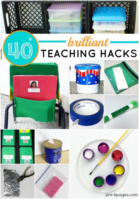 40+ Brilliant Teaching Hacks. Awesome ideas for making your teaching life easier and saving money. Teacher hacks you wish you had known sooner! - Pre-K Pages Preschool Organization, Teaching Hacks, Pre K Pages, Classroom Hacks, Baby Facts, Teaching Life, Diy Classroom, Teacher Organization, Classroom Setup