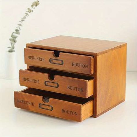 Temu | Explore the Latest Clothing, Beauty, Home, Jewelry & More Wood Desk With Drawers, Desktop Storage Drawers, Card Catalog Cabinet, Box With Drawers, Wooden Desk Organizer, Counter Top Accessories, Desktop Drawers, Wooden Organizer, Countertop Storage