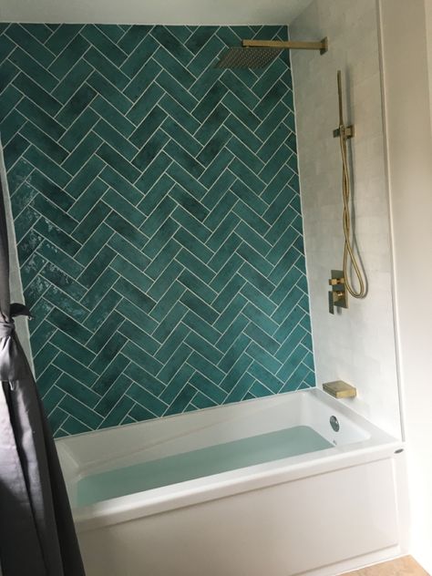 Shower Vibes, Windowless Bathroom, Barn Bathroom, Teal Tile, Turquoise Tile, Feature Tiles, Bathroom Remodel Designs, Downstairs Bathroom, Bathroom Ideas Modern