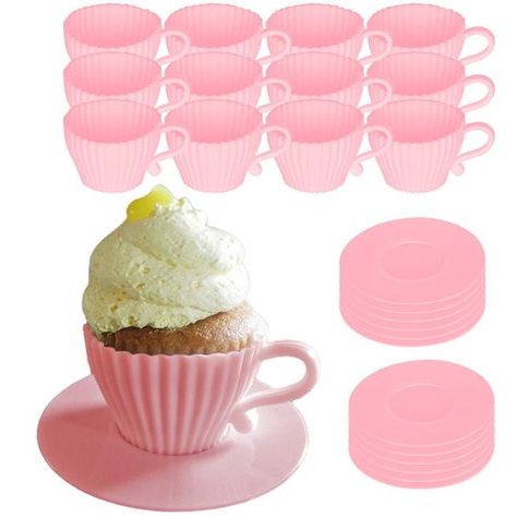 PRICES MAY VARY. Tea Time: Evelots 24-piece set comes with 12 teacup shaped silicone baking cups and 12 saucers. Set your cooled treat-filled teacup on the saucer before serving. Each cup holds the same amount of cupcake mix as a standard size cupcake baking cup Adorable Cupcake Molds: Delight your cupcake lovers at your next tea party, bridal/baby shower, birthday party, graduation or other special event. These silicone molds look like a real teacup, right down to the handle. Makes a great gift Silicone Cupcake Molds, Pumpkin Pie Cupcakes, Silicone Cupcake Liners, Silicone Baking Cups, Cupcake Mix, Cupcake Mold, Princess Tea Party, Floral Cupcakes, Baking Set