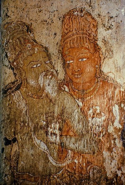 Portrait of Rajaraja Chola and his guru Karuvurar at Brihadeeswarar Temple. Brihadeeswarar Temple, Chola Dynasty, Lord Siva, Ancient Paintings, Temple Architecture, History Of India, Indian Painting, Tanjore Painting, Ancient Origins