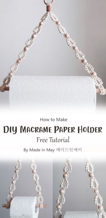 Macrame Scrunchie Holder, Macrame Paper Towel Holder Tutorial, Macrame Mail Holder Diy, Macrame Toilet Paper Holder Diy Tutorial, Macrame Paper Towel Holder Diy, Diy Macrame Home Decor, Macrame Holder Diy, Free Macrame Patterns Tutorials Projects, Macrame Towel Holder Tutorial