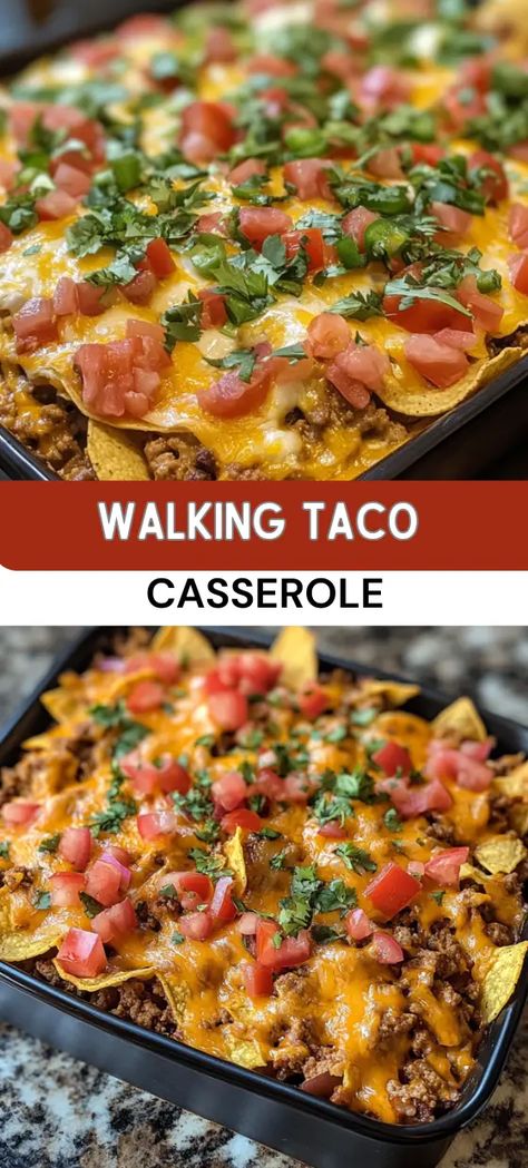 Casserole Dish Recipes, Walking Tacos Recipe, Walking Taco Casserole, Crunchy Corn, Walking Taco, Walking Tacos, Lunch Appetizers, Taco Casserole, Ground Beef Casserole