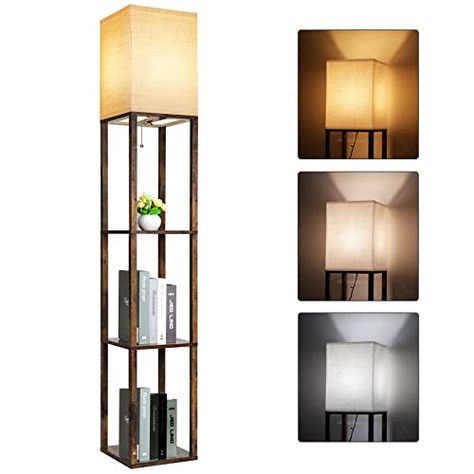 Limited-time deal: RUNTOP Floor Lamp with Shelves, Modern Shelf Lamp for Display Storage, 3 Color Temperature Wood Narrow Standing Corner Lamp with 8W Bulb for Living Room Decor, Bedroom, Office, Home Decor(Brown) Lamp With Shelves, Home Decor Brown, Shelf Lamp, Shelves Modern, Corner Lamp, Floor Lamp With Shelves, Modern Shelf, Office Home Decor, Display Storage