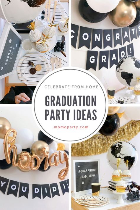 Ideas and tips on celebration graduation at home while social distancing. Check out the link for these simple yet sweet ideas for your graduation celebration! #graduationparty #graduationideas #graduationcelebration Graduation Party Ideas At Home, Diy Graduation Decorations, College Graduation Party Decorations, Graduation Boards, College Grad Party, Graduation Party Table, Outdoor Graduation Parties, Senior Graduation Party, Graduation Party High