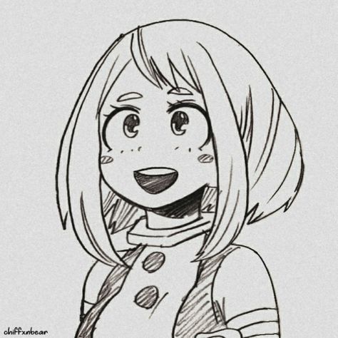 How To Draw Ochako Uraraka, Ochako Uraraka Sketch, Ochaco Drawing, My Hero Academia Easy Drawing, Mha Drawing Ideas, My Hero Academia Drawing Pencil, Mha Drawings Pencil, Ochako Uraraka Drawing, Anime Easy Drawing Sketch