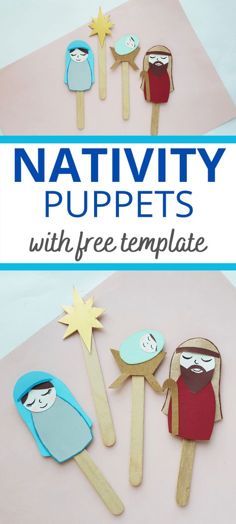 Nativity Finger Puppets Printable, Shepherd Christmas Craft, Simple Nativity Craft, Christmas Crafts For Church, Nativity Puppets, Jesus Christmas Crafts, Nativity Christmas Ornaments, Joseph Crafts, Baby Jesus Craft