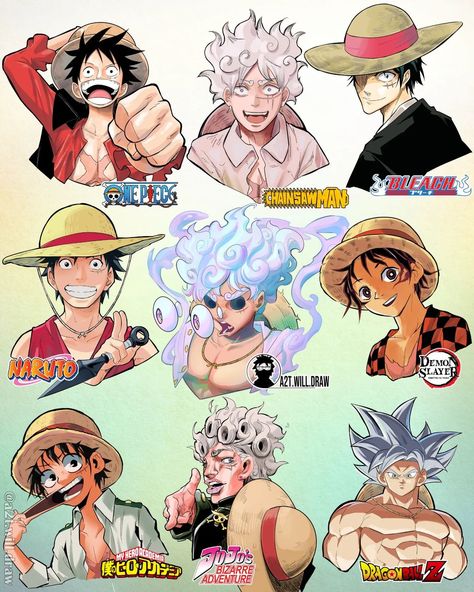 onepiece naruto bleach dbz jojo mha demonslayer csm One Piece Cool Art, One Piece X Bleach, One Piece Art Style, A2t Will Draw, One Piece Art, ملصق بحث, One Piece Style, Cute Drawlings, Jojo Reference