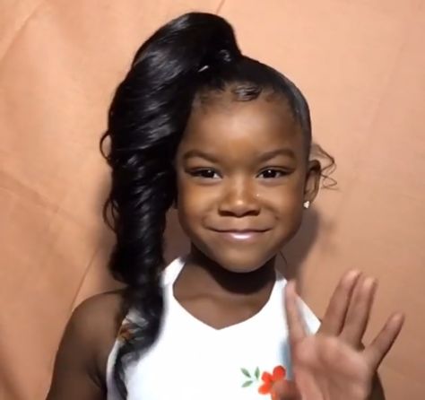 Graduation Hair 🎓🎓🖤 ! Pre - K 🖤 She Is So Gorgeous 😍😍  FOLLOW US FOR MORE @Hair,Nails,And Style 🙌🙌🙌 Kid Graduation Hairstyles Black, Black Girls Hairstyles For Kids Blowout, Black Flower Girl Hairstyles Wedding, Wedding Hairstyles For Black Kids, Kids Graduation Hairstyles Black, Flower Girls Hairstyles Black Kids, Kids Graduation Hairstyles, Black Flower Girl Hairstyles, Flower Girl Hairstyles Black Kids