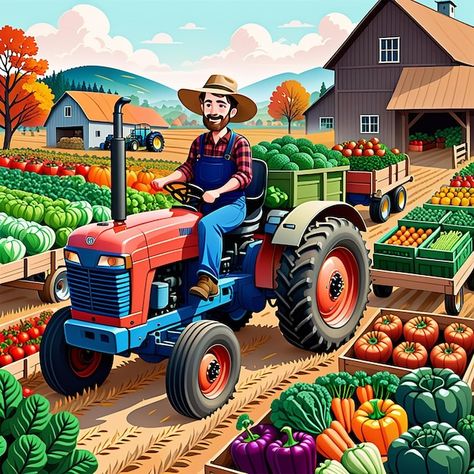 Farm Diy, Tractor Photos, Teacher Cartoon, Tractor Pictures, Garden Clipart, Kids Story, Festival Celebration, Kids Story Books, Harvest Festival