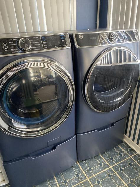 GE 7.8-cu ft Stackable Steam Cycle Electric Dryer (Sapphire Blue) in the Electric Dryers department at Lowes.com White Washer And Dryer, Dryer Duct, Delicate Clothes, Ge Appliances, Dryers, Homemade Skin Care, Sapphire Blue, Washer And Dryer, For Real