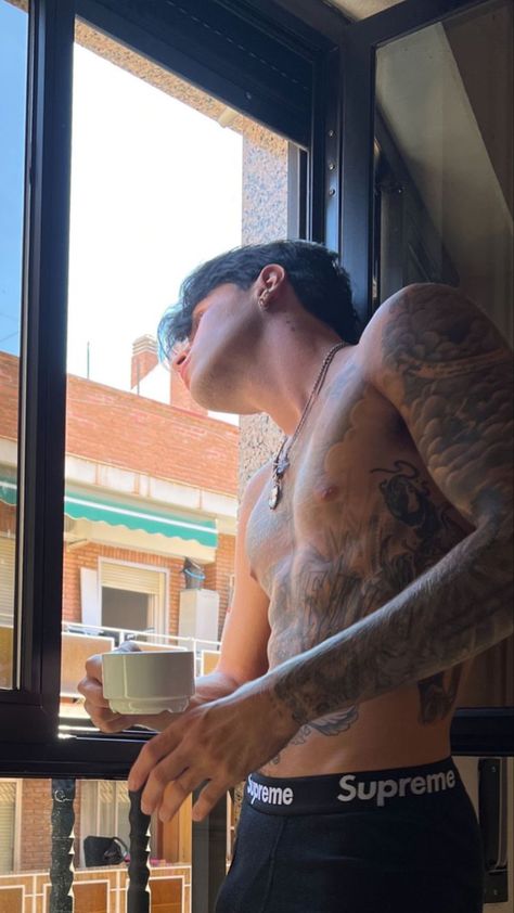 Brunette With Tattoos Guys, Fit Tattooed Men, Hot Tattoed Guys Dark Hair Black, Tatooed Guys Aesthetic, Motorcycle Guy Aesthetic, Guy With Tattoos, Men With Tattoos, Guys With Tattoos, Tatted Guys