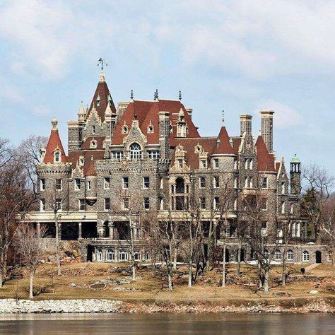 Boldt Castle, on Heart Island, Alexandria Bay, New York Heart Island, American Castles, Boldt Castle, American Mansions, Alexandria Bay, Old Abandoned Buildings, Scottish Homes, Abandoned Mansion, Old Abandoned Houses