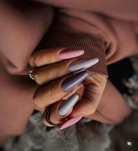 Grey Nails, Unghie Sfumate, Wow Nails, Indigo Nails, July Nails, Soft Nails, Fancy Nails, Valentine's Day Nails, Gorgeous Nails