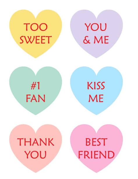 These printable candy hearts are a calorie-free way to sweeten someone's day! Printable Conversation Hearts, Hearts Printable, Valentine Bingo, Emoji Valentines, Valentines Day Words, Valentines Day Coloring Page, Valentines Day Coloring, Heart Printable, Valentine's Day Printables