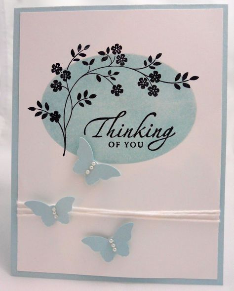 Thoughts And Prayers Stampin Up Cards, Stampin Up Thoughts And Prayers, Handmade Sympathy Cards, Father Died, Sympathy Cards Handmade, Floral Cards Design, Thoughts And Prayers, Silhouette Cards, Card Making Crafts