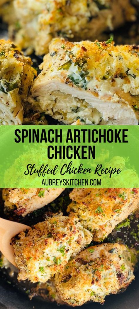 This melty, creamy spinach artichoke chicken is stuffed with fresh spinach, artichoke hearts, and decadent cream cheese, mozzarella and Parmesan cheese. How can you go wrong!? This dish will satisfy your family and leftovers of this spinach and artichoke chicken can be frozen! Keto friendly! #stuffedchickenrecipe #lowcarbdinner #ketochickenrecipes Creamy Spinach Artichoke Chicken, Spinach And Artichoke Chicken, Cream Cheese Spinach, Spinach Artichoke Chicken, Cheese Mozzarella, Chicken With Italian Seasoning, Cheese Stuffed Chicken, Artichoke Chicken, Fresh Spinach