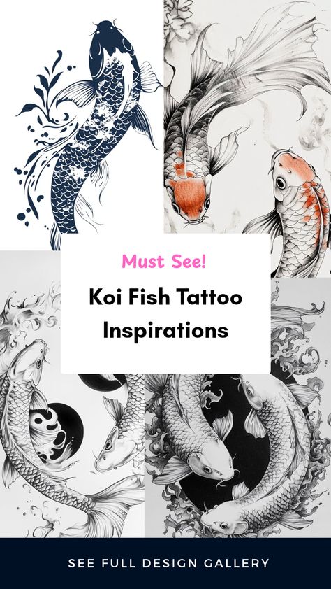 Are you considering a stunning koi fish tattoo? This collection features 57 inspirational designs highlighting incredible koi fish tattoo artistry. These unique tattoos symbolize strength, perseverance, and courage and draw on deep cultural meanings. From vibrant colors to sleek lines, each tattoo showcases a different style thatfully expresses these powerful meanings. Whether you're planning to ink a large piece or a small design, check out these koi tattoo ideas to inspire your next favorite tattoo. Korean Koi Fish Tattoo, Koi Fish Tattoo Drawing, Koi Fish Shoulder Tattoo, Meaning Of Koi Fish, Koi Tattoo Ideas, Pisces Tattoo Designs For Women, Koi Fish Drawing Tattoo, Pisces Fish Tattoos, Japanese Koi Fish Tattoo