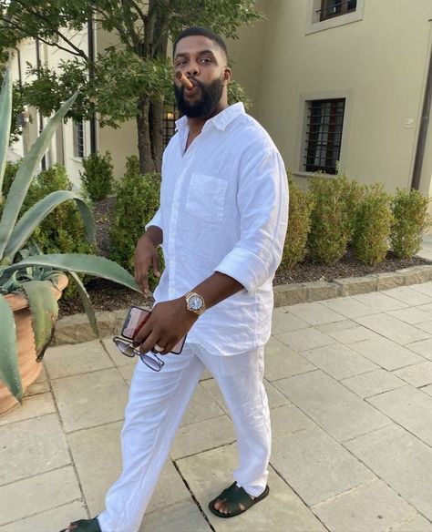 White linen pants men All White Yacht Party Outfit Men, White Outfits For Men Classy, Guys Cruise Outfits, All White Miami Outfit, Linen For Men Casual, Spain Men Outfits, Dubai Mens Fashion, Morocco Outfit Ideas Men, Mykonos Style Fashion