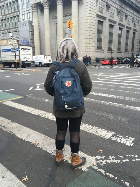 2018 - Dyed Gray Hair, Fjallraven Kanken Backpack , Mesh Leggings and Duck Boots. Fjallraven Kanken Backpack Big, Fjallraven Kanken Backpack Outfit, Grey Hair Dye, Backpack Outfit, Mesh Leggings, Duck Boots, Christmas Gifts For Mom, Fjallraven Kanken, Fjallraven Kanken Backpack