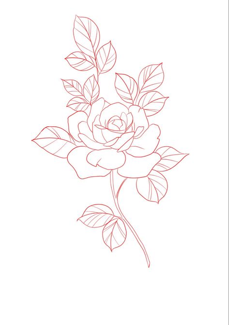 #rose #rosa #rosetattoo #tattooideas #tattoosforwomen #tattoodesign #rosestencil #stencil Flower Tattoos Simple Outline, Rose Shoulder Tattoo Stencil, Rose Garland Tattoo, Simple Rose Outline Tattoo, Line Work Stencil, Rose With Stem Tattoo Stencil, Classic Rose Tattoo, Rose Tattoo Stencil Outline, Roses Tattoo Stencil