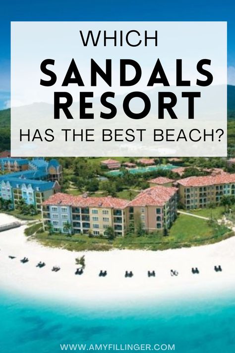 If you're planning  Sandals vacation or Sandals honeymoon, you know that all Sandals Resorts have great beaches. BUT, which Sandals Resort has the BEST beach? Today we will discuss the best Sandals Resorts located on the best beaches. You need to check this out if you are looking for Sandals Resorts tips for your all-inclusive, adults-only vacation #sandalsresorts #sandalshoneymoon #sandalsvacation Sandals Honeymoon, Best Sandals Resort, All Inclusive Honeymoon Resorts, All Inclusive Beach Resorts, Sandals Vacation, Sandals Resort, Beaches Resorts, All Inclusive Honeymoon, Jamaica Resorts