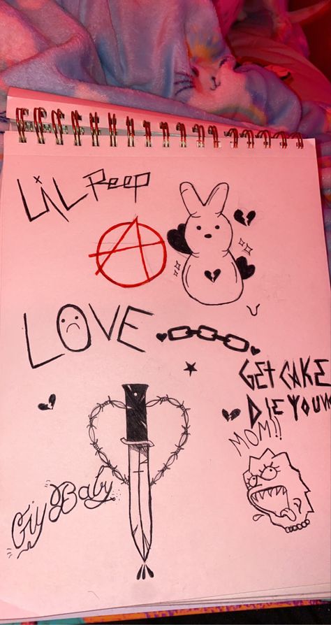 Tiktok Drawings Aesthetic, Lil Peep Castles Drawing, Lil Drawings Aesthetic, Lil Peep Lyrics Drawing, Lil Peep Birthday Cake, Lol Peep Tattoos, Lil Peep Doodles, Lil Peep Drawing Easy, Lil Peeps Tats