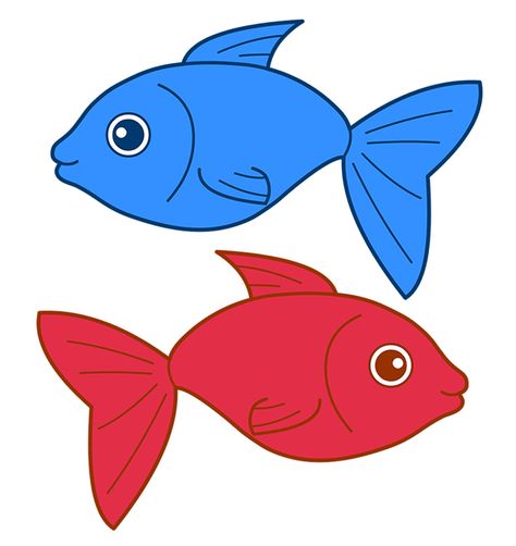 Blue Fish Drawing, Fish Tank Drawing, Vbs Ocean Theme, Fish Printables, Fish Cartoon, Kitty Party Games, Fish Template, Red Fish Blue Fish, Fish Clipart