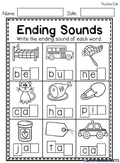 Cvc ending sounds Ending Sounds Worksheets, Sounds Worksheet, Letter Worksheets Kindergarten, Cvc Worksheets, Ending Sounds, Cvc Words Worksheets, Fun Worksheets For Kids, Free Preschool Worksheets, Sound Words