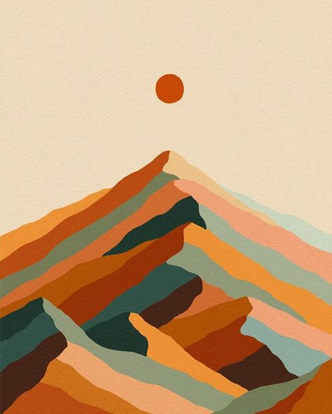 claudia (@maus__haus) • Instagram photos and videos Colourful Mountain Painting, Ink Rendering, Artists Block, Counselling Room, Office Mural, Sunshine Print, Procreate Ipad Art, Colorful Mountains, Sharpie Art