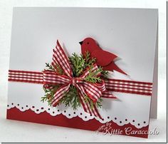 By Kittie Caracciolo. Uses Stampin' Up bird punch. Winter card. Not necessarily a Christmas card. Winter Karten, Christmas Card Inspiration, Homemade Christmas Cards, Red Bird, Diy Christmas Cards, Bird Cards, Christmas Cards To Make, Punch Cards, Winter Cards