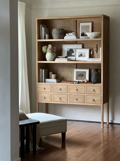 Zoe Cabinet - Overstock - 35697468 curated on LTK Dining Room Bookcase Styling, Tall Shelves Living Room, Faux Limewash, Cabinet In Living Room, Dark Gray Walls, Limewash Wall, Cabinet Styling, Hygge House, Limewash Walls