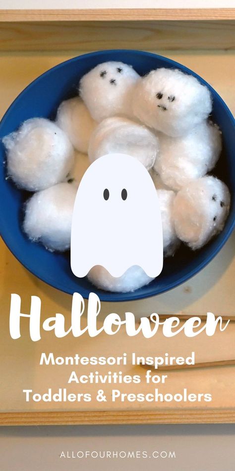 Vpk Halloween Activities, Halloween Activities Eyfs Preschool, Halloween Language Activities Toddlers, Halloween Montessori Practical Life, Montessori Halloween Crafts, Halloween Toddlers Activity, October Eyfs Activities, Halloween Playgroup Ideas, Halloween Loose Parts Play