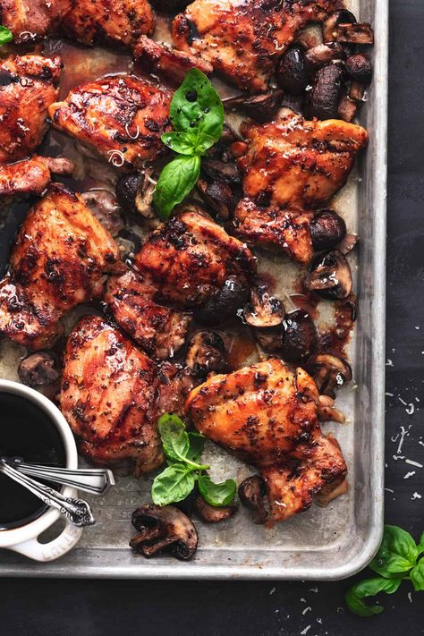 Oven Roasted Balsamic Chicken Thighs - Creme De La Crumb Chicken Thighs In Oven, Balsamic Chicken Thighs, Chicken Thigh Seasoning, Chicken Thighs Dinner, Oven Baked Chicken Thighs, Chicken Breast Crockpot Recipes, Balsamic Glazed Chicken, Crockpot Chicken Breast, Easy Main Dishes