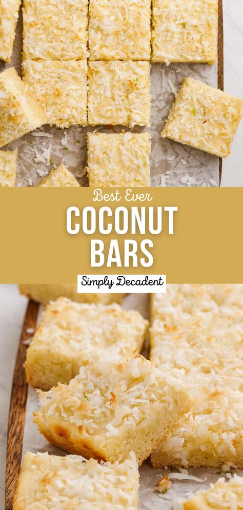 Coconut Cream Bars Recipes, Coconut Bar Cookies, Coconut Pecan Dream Bars, Coconut Cream Cookies, Dessert With Coconut Cream, Coconut Dessert Bars, Coconut Squares Recipe, Coconut Dream Bars, Coconut Cream Bars