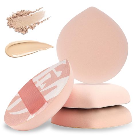 PRICES MAY VARY. HIGH-EFFICIENCY APPLICATION - Makeup blender provide a large contact surface, allowing you to apply foundation quickly and evenly. The round or teardrop shape is suitable for fine-tuning makeup in areas like the nose and canthus. SKIN-FRIENDLY MATERIAL - Made from latex-free material, these makeup puffs for foundation are soft, elastic, and ultra absorbent. They are suitable for various skin types, ensuring a gentle and comfortable application. COMPACT & PORTABLE - Large makeup Korean Makeup Products Foundation, Korean Foundation, Makeup Branding, Makeup Packaging, Face Blender, Beauty Blender Sponge, Blender Sponge, Apply Foundation, Makeup Puff