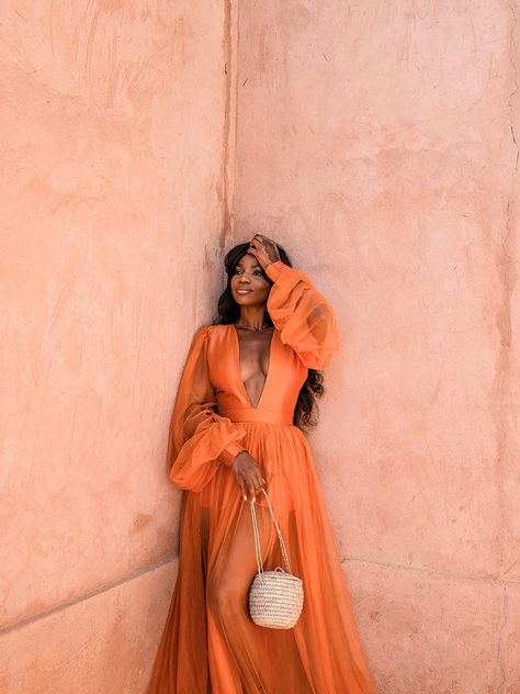 SHOP AAU | The Mandarine Dress Wedding Dress Black, Jhene Aiko, Black Femininity, Looks Black, Black Women Fashion, Maxi Skirts, Mode Inspo, Orange Dress, Mode Inspiration