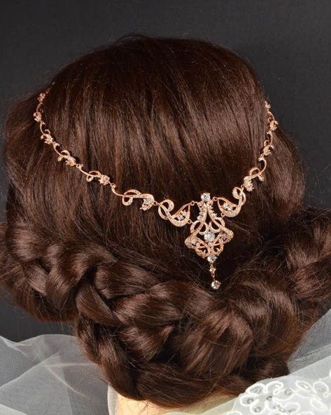 Gold Bridal Hair Accessories, Rose Gold Hair Accessories, Medieval Hairstyles, Crystal Hair Vine, Gold Hair Accessories, Headpiece Bridal, Bridal Accessories Jewelry, Bridal Hair Jewelry, Fantasy Hair