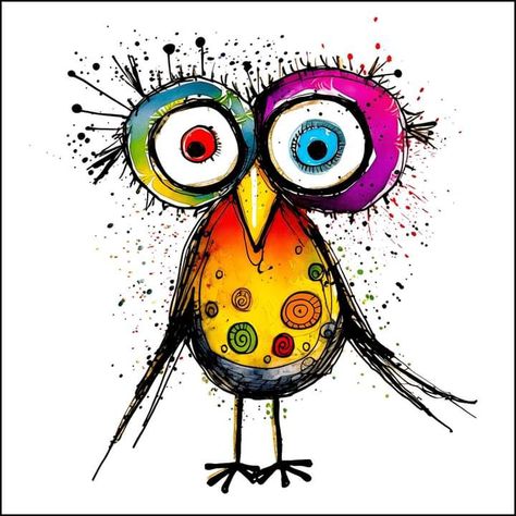 Artist: Glen Allison Høstaktiviteter For Barn, Whimsical Birds, Whimsical Art Paintings, Art Whimsical, Whimsical Paintings, Owls Drawing, Life Itself, Card Drawing, Happy Paintings