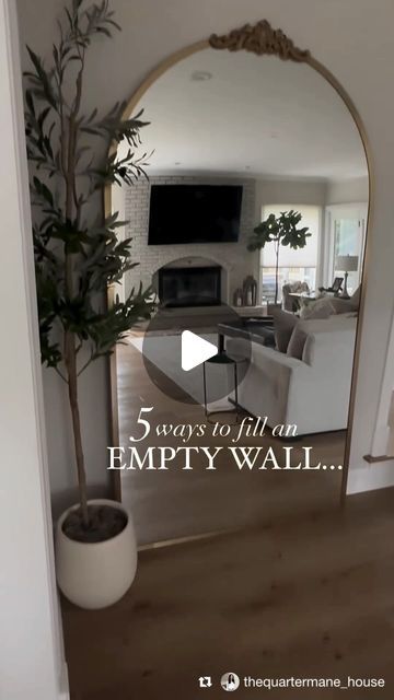 Empty Wall Ideas Kitchen, Empty Wall Kitchen Ideas, Blank Wall Ideas, Large Floor Mirror, Above Cabinets, Open Wall, Ladder Shelf, Large Cabinet, Empty Wall