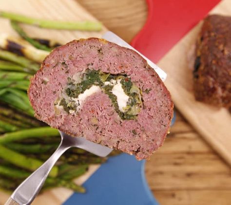 Rolled Spring Meatloaf Spinach Meatloaf, Best Enchiladas, Parsley Leaves, Meatloaf Ingredients, Butter Cake Recipe, Ground Lamb, Grilled Asparagus, Entree Recipes, Rachael Ray