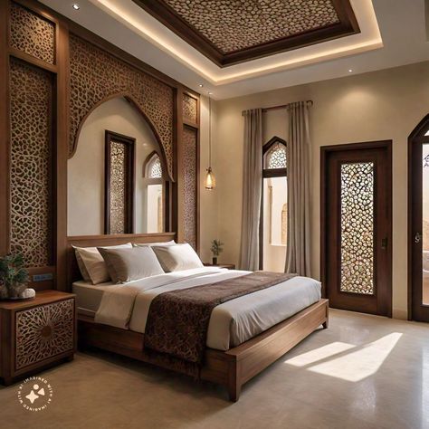 Indian Royal Bedroom Design, Modern Orientalism, Morroco Interior Design, Desi Bedroom, Arab Bedroom, Pakistani Bedroom, Thai House Design, Artistic Interior Design, Royal Bedroom Design