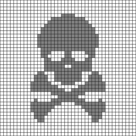 Alpha Patterns Skull, Skull Alpha Pattern, Pixel Grid, Crochet Idea, Free Chart, Skull Crossbones, Pixel Art Grid, Tapestry Crochet Patterns, Halloween Scary