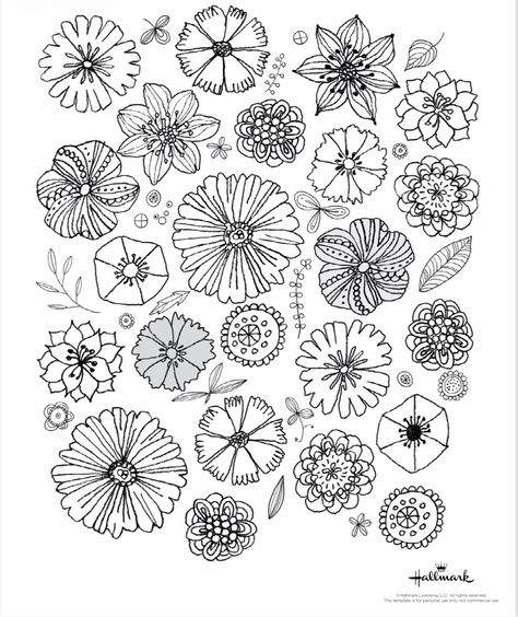 Doodle Flowers, Line Art Flowers, Doodle Paint, Doodle Art Flowers, Color Drawing Art, Floral Doodle, Paper Collage Art, Floral Drawing, Doodle Art Designs