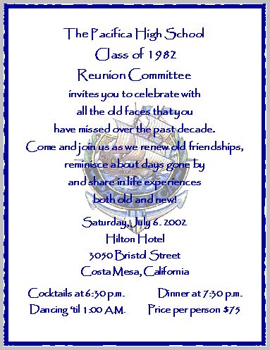 High School Reunion Invitation Template, Shipwreck Vbs, High School Reunion Planning, 50th Class Reunion, School Reunion Decorations, Class Reunion Planning, 50th Class Reunion Ideas, Class Reunion Invitations, High School Class Reunion