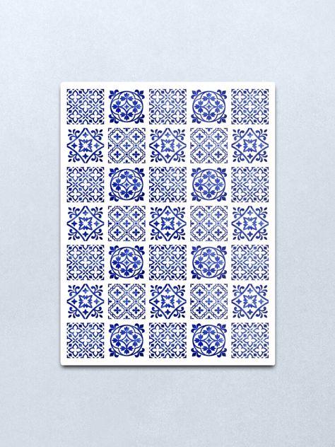 "Blue and White Oriental Antique Traditional Andalusian Moroccan Zellige Tiles Style Pattern " Metal Print for Sale by Arteresting | Redbubble Moroccan Zellige, Zellige Tiles, Zellige Tile, Vintage Interior, Style Tile, Bohemian Chic, Brilliant Colors, Wabi Sabi, Round Corner